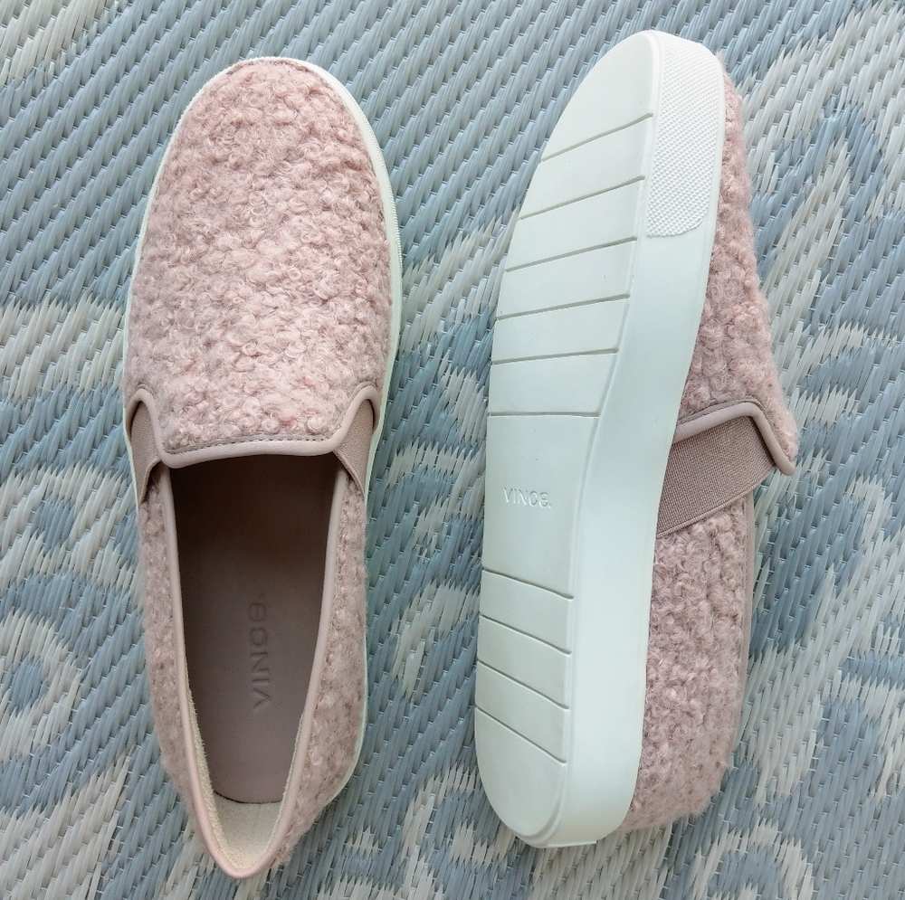 🍒NEW🍒 VINCE SHEARLING LEATHER SNEAKERS - Picture 6 of 10